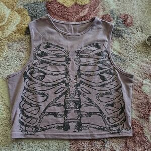 Purple Skeleton Print Top